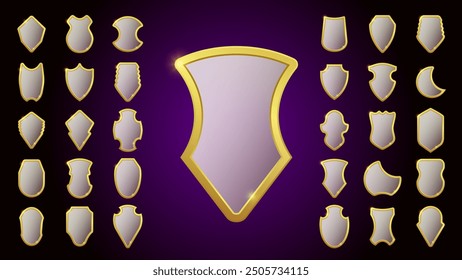 Conjunto de protecciones de pantalla de vidrio 3D. Ilustración vectorial.