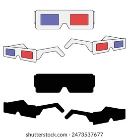 Set of 3d glasses illustration. Glasses clipart