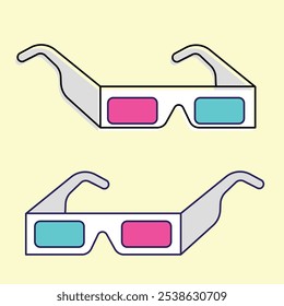 set of 3d glasses vector icon