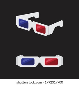 Conjunto de ilustraciones vectoriales de gafas 3D aisladas en blanco.
simple y llano, elemento de diseño de cine para el cine