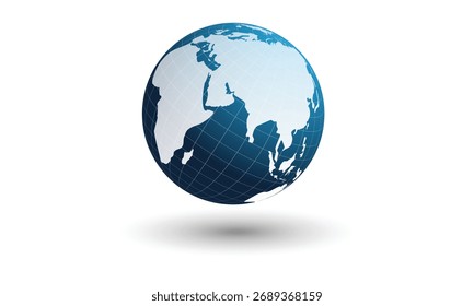 Set of 3D and glowing globe illustrations showing different world views on white background