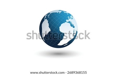 Set of 3D and glowing globe illustrations showing different world views on white background
