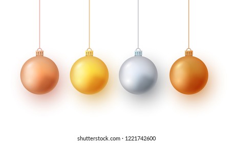 Set of 3d gold ball, vector illustration.