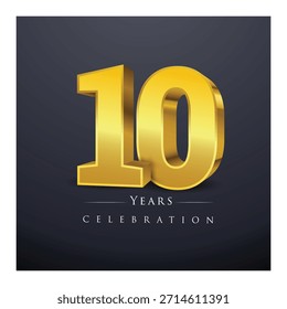 A set of 3D gold numbers from 11 to 20 Vector illustration.