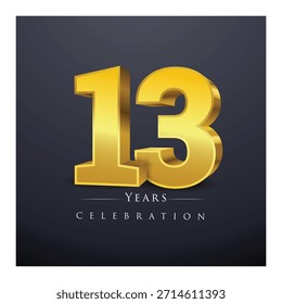 A set of 3D gold numbers from 11 to 20 Vector illustration.