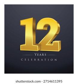 A set of 3D gold numbers from 11 to 20 Vector illustration.