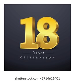 A set of 3D gold numbers from 11 to 20 Vector illustration.