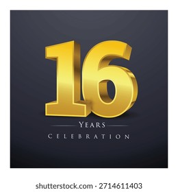 A set of 3D gold numbers from 11 to 20 Vector illustration.
