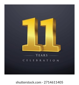 A set of 3D gold numbers from 11 to 20 Vector illustration.