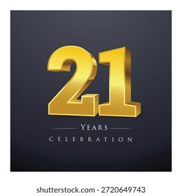 A set of 3D gold numbers from 21 to 30 Vector illustration celebration design.