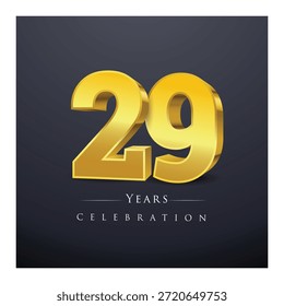 Eine Reihe von 3D-Goldzahlen von 21 bis 30 Vektor Illustration Feier Design.