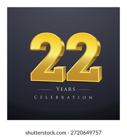 Un conjunto de números de oro 3D de 21 a 30 Ilustración vectorial de diseño de celebración.