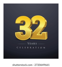 Un conjunto de números de oro 3D de 31 a 41 Ilustración vectorial de diseño de celebración.