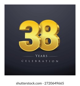Un conjunto de números de oro 3D de 31 a 41 Ilustración vectorial de diseño de celebración.