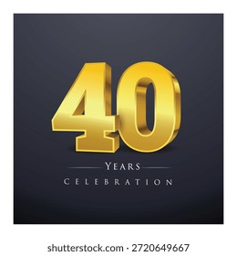 Un conjunto de números de oro 3D de 31 a 41 Ilustración vectorial de diseño de celebración.