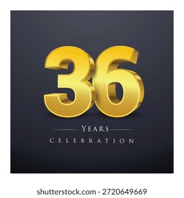 Un conjunto de números de oro 3D de 31 a 41 Ilustración vectorial de diseño de celebración.