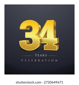 Un conjunto de números de oro 3D de 31 a 41 Ilustración vectorial de diseño de celebración.