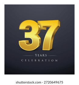Un conjunto de números de oro 3D de 31 a 41 Ilustración vectorial de diseño de celebración.