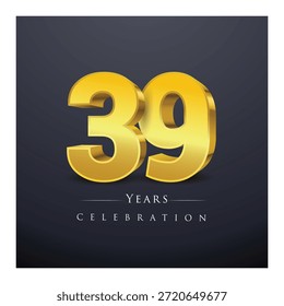 Un conjunto de números de oro 3D de 31 a 41 Ilustración vectorial de diseño de celebración.