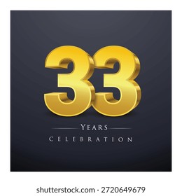 Un conjunto de números de oro 3D de 31 a 41 Ilustración vectorial de diseño de celebración.
