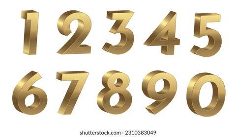 Set of 3d golden luxury numbers.