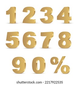Set of 3D golden numbers.
