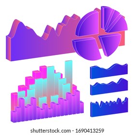 Conjunto de gráficos, gráficos, histogramas y gráficos 3D para el diseño de UI y UX.