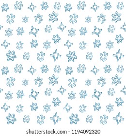 Set of 3D hand drawn snowflakes. Christmas seamless pattern. Vector illustration.