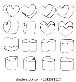 Set of 3D hearts. Isometric icon for animation. Valentine's day symbol