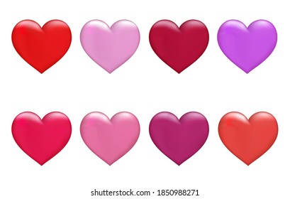 Set of 3D hearts. Vector illustration.