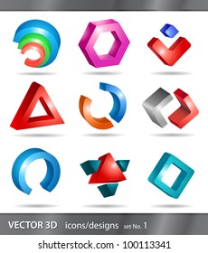 set of 3d icons or abstract designs