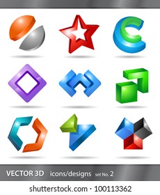 set of 3d icons or abstract designs