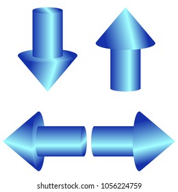 Set of 3d icons round pointer arrows vector illustration isolated on white background.