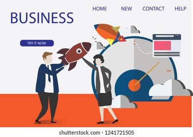 
Set of 3d infographic business data analysis, Landing page template,charts and analyzing statistics, Business, workflow management and office situations, People interacting with a dashboard 