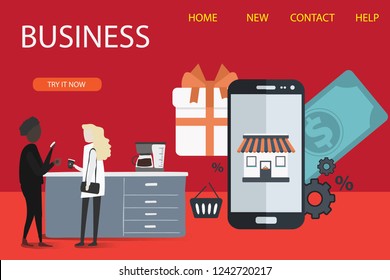 Set of 3d infographic business data analysis, Landing page template,charts and analyzing statistics, Business, workflow management and office situations, People interacting with a dashboard