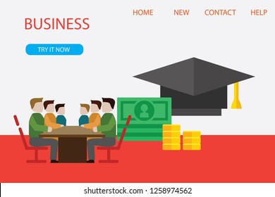 Set of 3d infographic business data analysis, Landing page template, Business, workflow management and office situations, People interacting with a dashboard