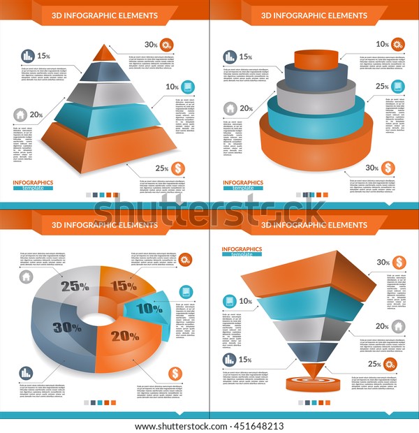 Set 3d Infographics Pyramid Pie Chart Stock Vector (Royalty Free) 451648213