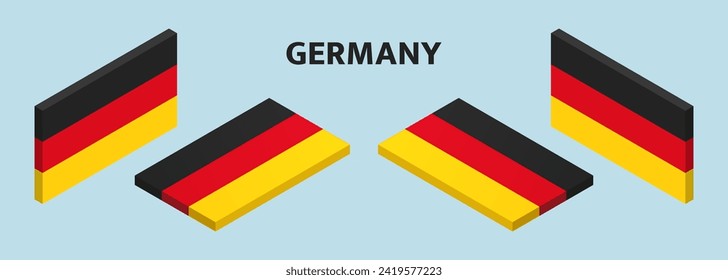Conjunto de banderas isométricas 3D de Alemania.