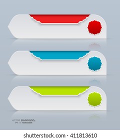 Set of 3d label style banners with arabesque design
