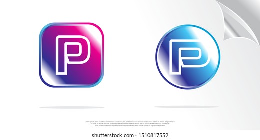 set of 3d letter p logo. modern design. vector icon illustration