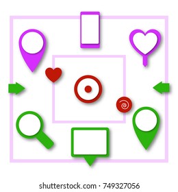 Set of 3D map location pointers