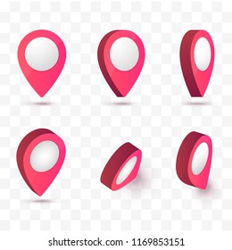 Set of 3D map pointers. Vector navigation pointers