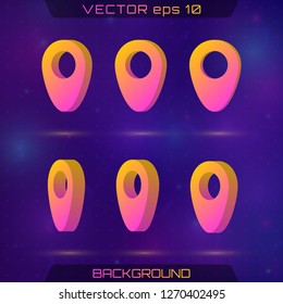 Set of 3D map pointers. Web location point. Location symbols. Vector Design Elements.