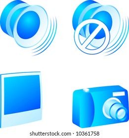 Conjunto de iconos de medios 3d. Ilustración vectorial.