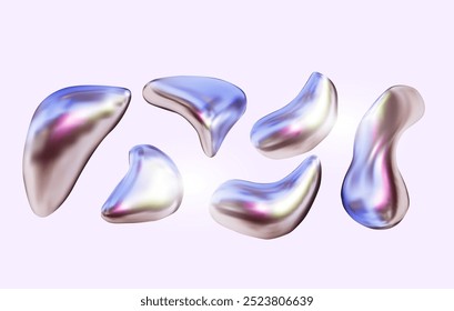 Set of 3d metallic forms.Vector glossy elements