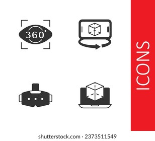 Set 3d modeling, 360 degree view, Virtual reality glasses and  icon. Vector