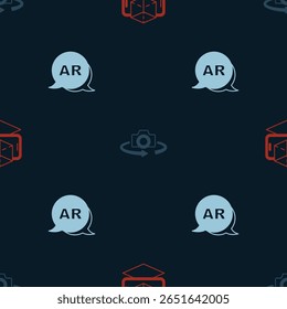 Definir modelagem 3d, visão de 360 graus e realidade aumentada AR em padrão sem costura. Vetor