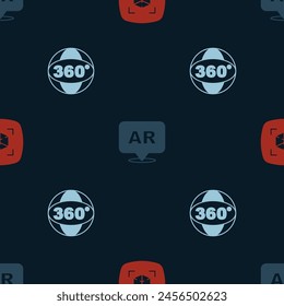 Set 3d modeling, Augmented reality AR and 360 degree view on seamless pattern. Vector