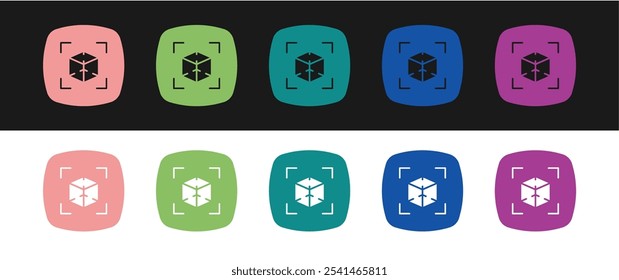 Set 3d modeling icon isolated on black and white background. Augmented reality or virtual reality.  Vector