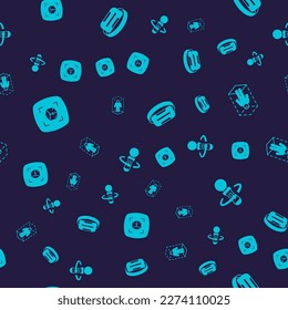 Set 3d modeling, Virtual reality glasses and VR controller game on seamless pattern. Vector